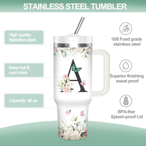 Christian Gifts for Women, Initial A Tumbler 40oz - style: Initial A cup