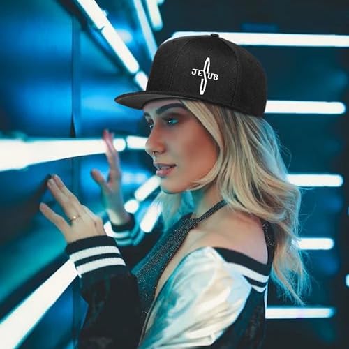 Skull Flat Bill Hats for Men Women Adjustable Dad Trucker Hat Skeleton Snap Backpack Hats for Hip-hop Running Cycling - color: Jesus Cross