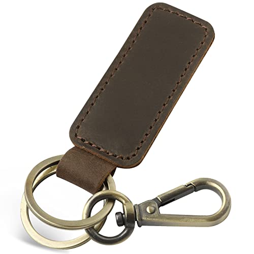 Jack&Chris Genuine Leather Car Keychain, Universal Key Fob Keychain, Leather Key Chain Holder for Men and Women, JC306 - color: Coffee