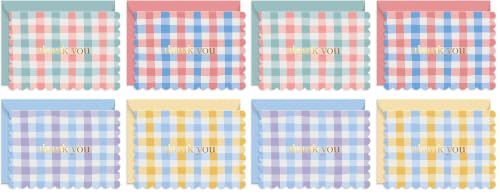 S&O Gingham Thank You Cards with Envelopes - Blank Greeting Card for Handwritten Messages - 3.5x5" Thank You Notes Set of 36 - Assorted Thank You Cards with Color Envelopes to Mix & Match (Pack of 2) - size: 3.5x5 inches (Pack of 2)