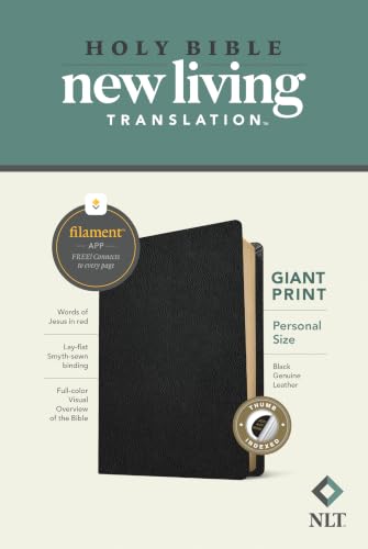 NLT Personal Size Giant Print Bible, Filament Enabled (Genuine Leather, Black, Indexed, Red Letter): Includes Free Access to the Filament Bible App ... Notes, Devotionals, Worship Music, and Video