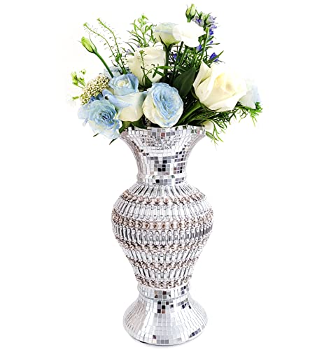 Silver Ceramic Flower Vase with Rhinestones, 12-Inch Home Decor - style: 30cm Silver-Rhinestones