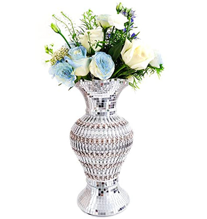 Silver Ceramic Flower Vase with Rhinestones, 12-Inch Home Decor - style: 30cm Silver-Rhinestones
