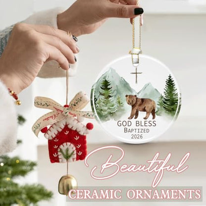 Baptism Gifts for Boys, God Bless Cross Ornament - color: Color1