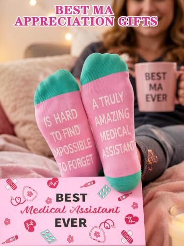 3 Pairs Pastor/ MA/ Boss Socks with Sayings, Gift with Box for Men Women - style: Medical Assistant