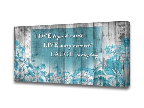 Cao Gen Decor Art S07050 Wall Art Motivational Quotes Canvas Prints 1 Panels Teal Flowers Abstract Pictures Paintings Stretched and Framed for Living Room Bedroom Kicthen Office Artwork - color: Teal, size: 40"L x 20"W