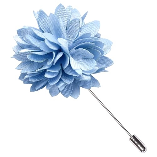 Branduce 3.15"（8cm） Mens Tie and Lapel Pin Solid Necktie Handkerchief Tie Clip Set for Men - color: Baby Blue