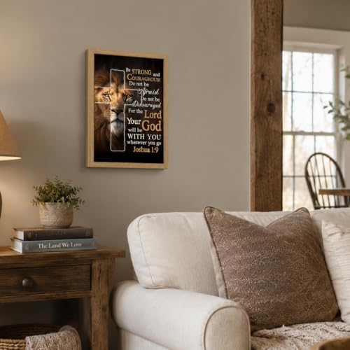 Framed Religious Lion Cross Canvas Wall Mural 16x24 Inches For Living Room - color: Religion - 4, size: 16x24in