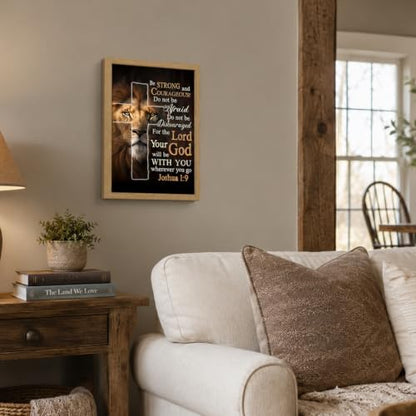 Framed Religious Lion Cross Canvas Wall Mural 16x24 Inches For Living Room - color: Religion - 4, size: 16x24in