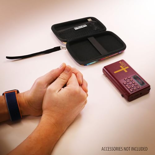 USA Gear Hard Case Compatible with Wonder Bible KJV the Talking Audio Bible Player, Wonder Bible NIV, Cable, Earbuds & More - Scratch Resistant Interior, Wrist Strap (Case Only) - Geometric - color: Geometric