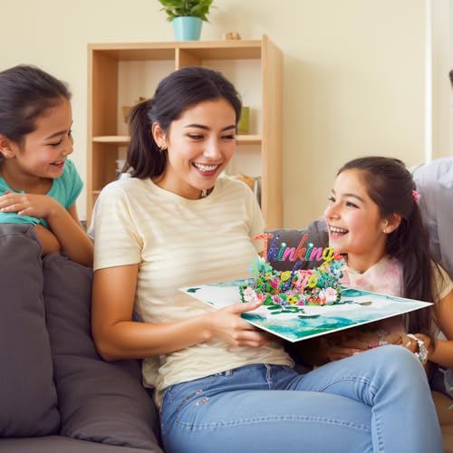 3D Colorful Flower Thinking Of You Card, - color: thinking of you