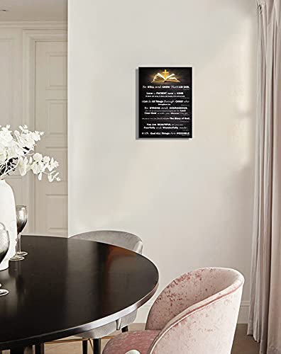 Christian Wall Art Decor Inspirational Bible Verses Poster Scripture Wall Art for Living Room Bedroom Bathroom Kitchen Décor Framed Wall Art Black and White Rustic God Says Jesus Canvas Print Art Christian Gift for Office Women Room Decoration Brown, Love