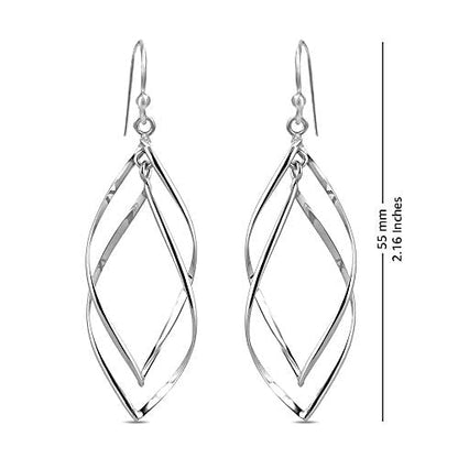 Charmsy 925 Sterling Silver Double Twisted Infinity Dangle Earrings for Women | Linear Marquise Large Loops Classic Infinity Drop Dangle Earrings - color: Classic Infinity