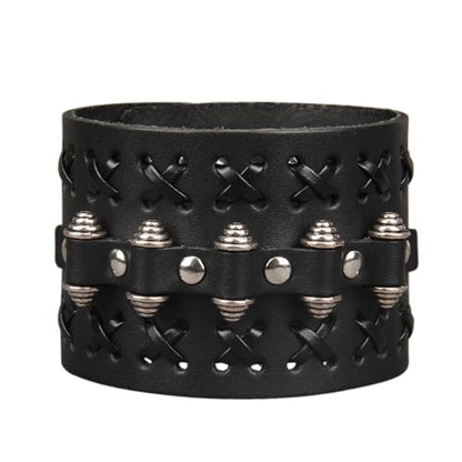 Jeilwiy Punk Rock Gothic Black Rivet Leather Spiked Necklace Collar Neckband Leather Choker Necklace for Women Mom Gifts Adjustable - color: 05 Leather Cuff Bracelet Black