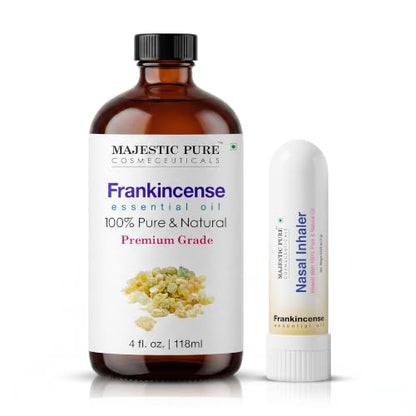 Majestic Pure Frankincense Essential Oil with Nasal Inhaler - 4 Fl Oz