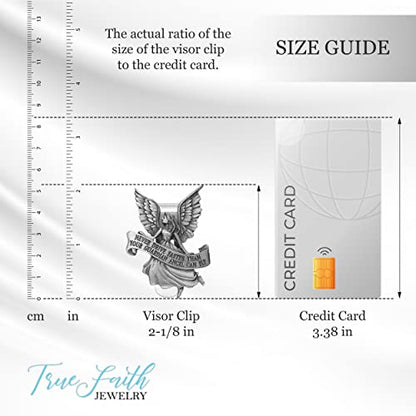True Faith Jewelry Pewter Never Drive Faster Than Your Guardian Angel Can Fly Visor Clip, Driver Gift for Car, Travel Safely, Fine Pewter, 2-1/8 x 1-3/4 Inch - size: Travel Cross 3