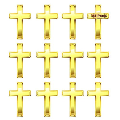 24/50/100 Pcs Mini Small Gold Cross Lapel Pins (1 in) For Men Women Religious - color: 24-Pack