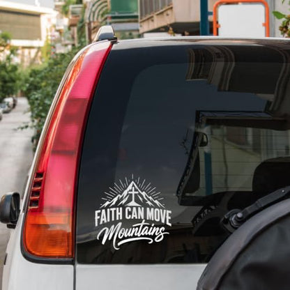 2PCS Faith Mountain UV DTF Sticker, Religious Quote Car Window Decal 10in - color: Faith Can Move