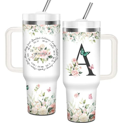 Christian Gifts for Women, Initial A Tumbler 40oz - style: Initial A cup