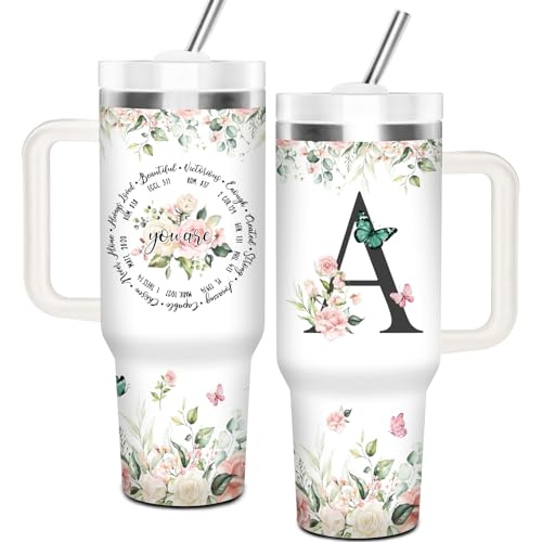 Christian Gifts for Women, Initial A Tumbler 40oz - style: Initial A cup