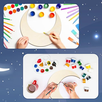 12 Pack 12 Inch Unfinished Wood Crescent Moon Cutout for Crafts - color: Moon, size: 12 Inch