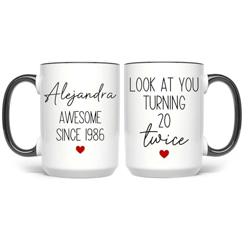 Personalized Look at You Turning 20 Twice - 40th Birthday Mug - Awesome Since 1986 11Oz 15Oz - Custom Gift for 40 Year Old Woman - color: BIRTHDAY-MUG-M1