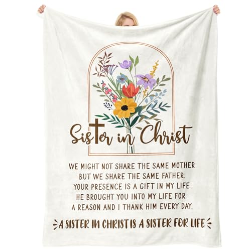 Sister in Christ Gifts Blanket, Christian Birthday Holiday Graduation Gifts for Sister, Sisters Gift from Sis, Soft Throw Blanket 60" x 50". - size: Sister
