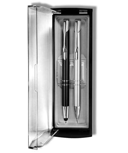 G.T. Luscombe, For I Know the Plans, Inspirational Adoration, Black Ink Ballpoint Pen with Cushioned Screen Tip & Mechanical Pencil, Acrylic Case Boxed 3-Piece Set, Silvertone & Black - color: Black