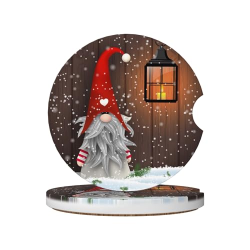 Dwarf Christmas Car Cup Holder Coasters 2 Pack 2.63" for Women - color: Red