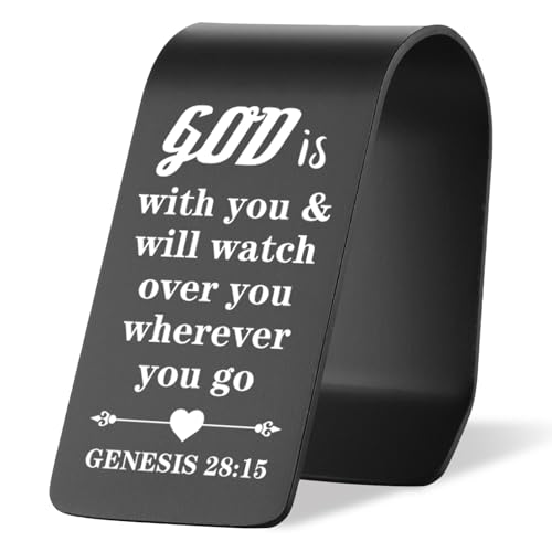 Vivopisew Black Engraved Stainless Steel Car Visor Clip God Is With You, Christian Prayer Gift for Driver, Safe Driving Gifts for Family Friend Dad Husband Brother VVA342 - color: Black-God is with You