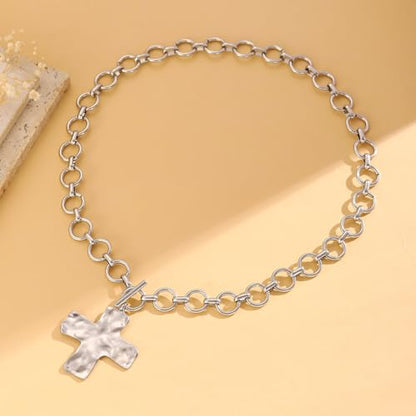 Pearl Cross Necklace Big Cross Pendants Necklaces for Women Chunky Pearl Necklace Gothic Cross Necklace Punk Vintage Cross Jewelry Women - style: Silver 04