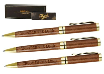 InnoBeta Christian Gifts, Wooden Pen Set of 3, Spiritual Encouragement Inspirational Religious Pens