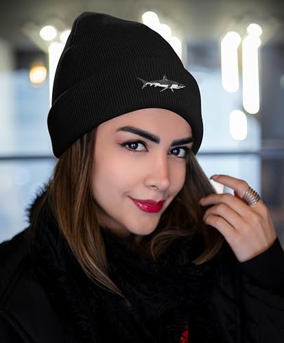 Jesus 3 Nail Cross Hat Christian Cross Beanies Women Hat Embroidery Nail Cross Winter Warm Knit - color: Shark