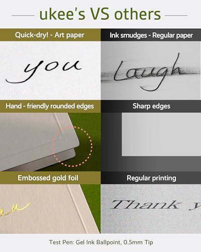 ukee's Thank You Cards, Gold Foil, 32 Cards with Envelopes and Stickers