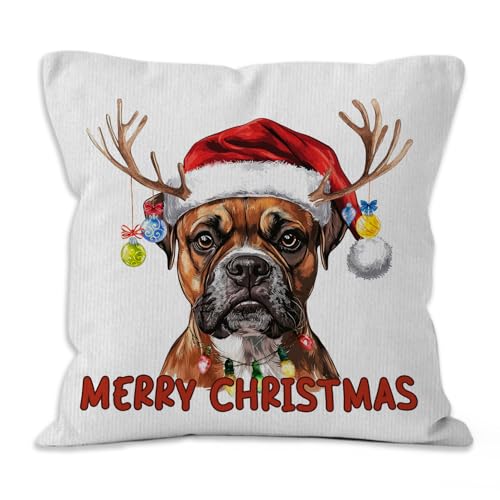 Christmas Boxer Dog Gifts Throw Pillow Covers 18x18,Christmas Boxer Dog Decorative Decorations Pillow Covers for Home Bedroom - color: Boxer Dog