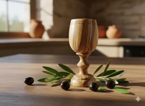Zuluf Wood Communion Cup Set, 2 Cups, Brown, Hand Wash Only, Religious Ceremony, 4.6 Inch Medium Size