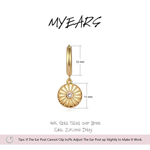 MYEARS Women Earrings Gold Huggie Hoop Dangle Drop 14K Gold Plated Small Simple Hypoallergenic Everyday Jewelry - style: Flower