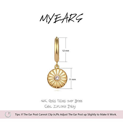 MYEARS Women Earrings Gold Huggie Hoop Dangle Drop 14K Gold Plated Small Simple Hypoallergenic Everyday Jewelry - style: Flower