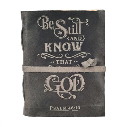 LEATHER VILLAGE Leather Scripture Journal Be Still Verse, Black 13x8. - color: Grey, size: 13 inches X 8 inches