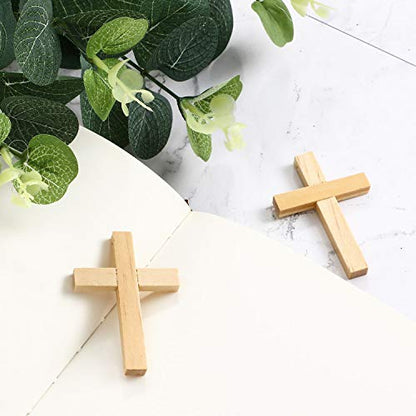 meekoo Natural Wooden Cross Bulk Pendants Mini Cross Beads Bulk for DIY Crafts Jewelry Making - color: Coffee, size: 1.57 x 2.36 x 0.2 Inch