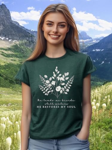 Christian Bible Verse T Shirts for Women - color: Dark Green6, size: X-Large