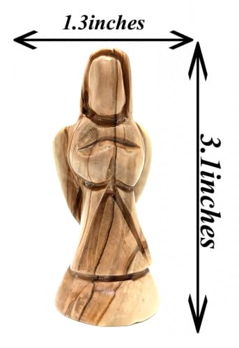 Zuluf Olive Wood Mini Praying Angel Statue (3.1") – Hand Carved Guardian Angel from Bethlehem – Christian Sympathy & Memorial Gift – Small Comfort Figurine for Prayer, Grief & Remembrance - color: 3.1" Mini Angel