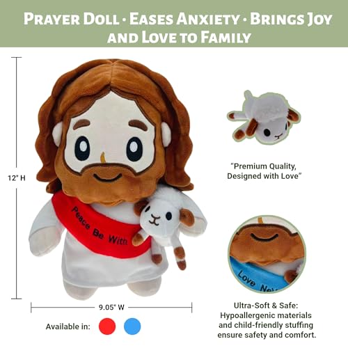 Jesus Holding Lamb Plush Doll – Soft Jesus Plush Doll ，Inspirational Religious Stuffed Toy Shepherd Theme for Kids & Adults，Best Gift for Birthday& Christmas&Easter