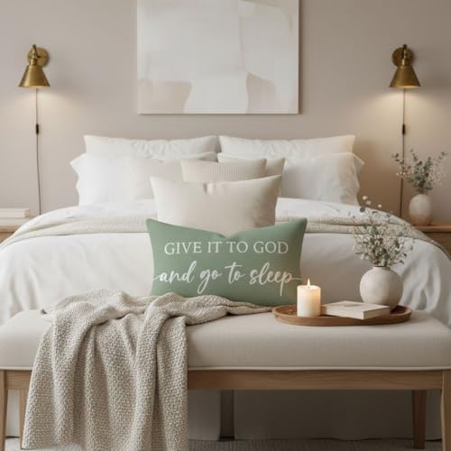Decorative Throw Pillow Covers 12x20 Inch Set of 2 – Deep Sage - color: Deep Sage