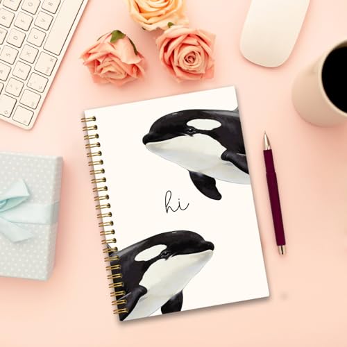 Orca Notebook Journal,Cute Animal Notebook Journal for School Women Teen Girls Kids,Gifts for Orca Lovers,Hardcover Spiral Notebooks for Work Notes Journaling,5.5x8.3 Inch - color: KillerWhale‌
