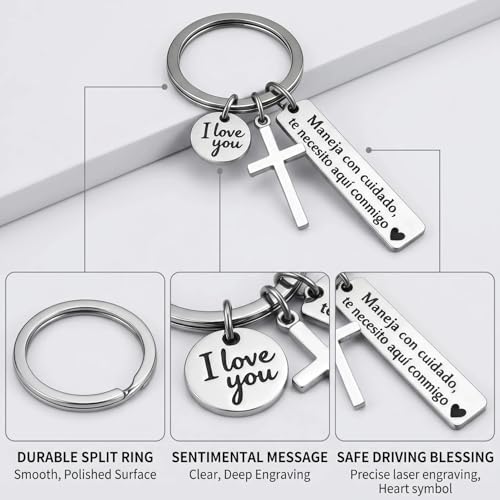 Cross Keychain for Men,Jesus Key Chain Christian Car Key Accessories，Easter Christmas Religious Gift,Purse Bag Charms - color: Silver Love