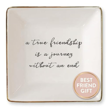 Simply Charmed Best Friend Gift for Women - Birthday Gift for Friend - Ceramic Ring Dish for Her Jewelry - Trinket Tray or Dish - style: True Friend