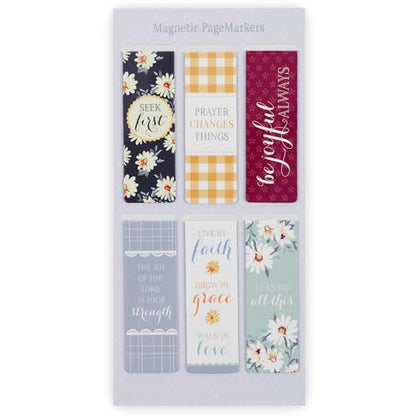 Christian Art Gifts Magnetic Scripture Floral Bookmark Set for Women - color: Daisies
