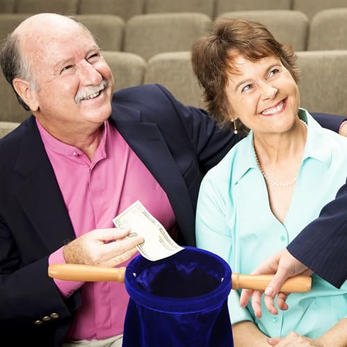 Tioncy 2 Set Church Tithe Offering Bag with Wooden Handle, 14" X 6", Blue - color: Blue, size: 14" X 6"