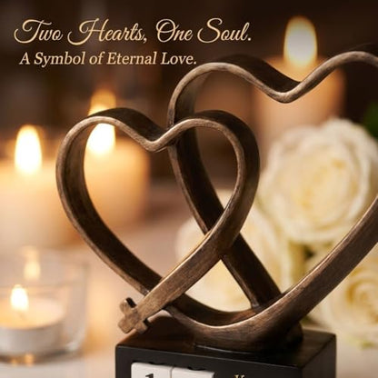 QIANLING Wedding Anniversary Couples Gift - 1st to 60th Anniversary with Rotating Year Blocks, Two Hearts and Cross Sculpture, Christian Love Decor Gift for Wife Husband Parents, Printed Poem Card